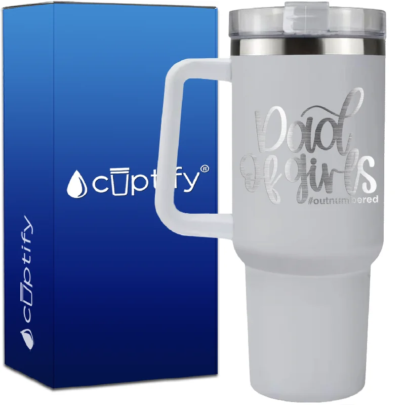 Dad of Girls #outnumbered on 40oz Dad Traveler Mug