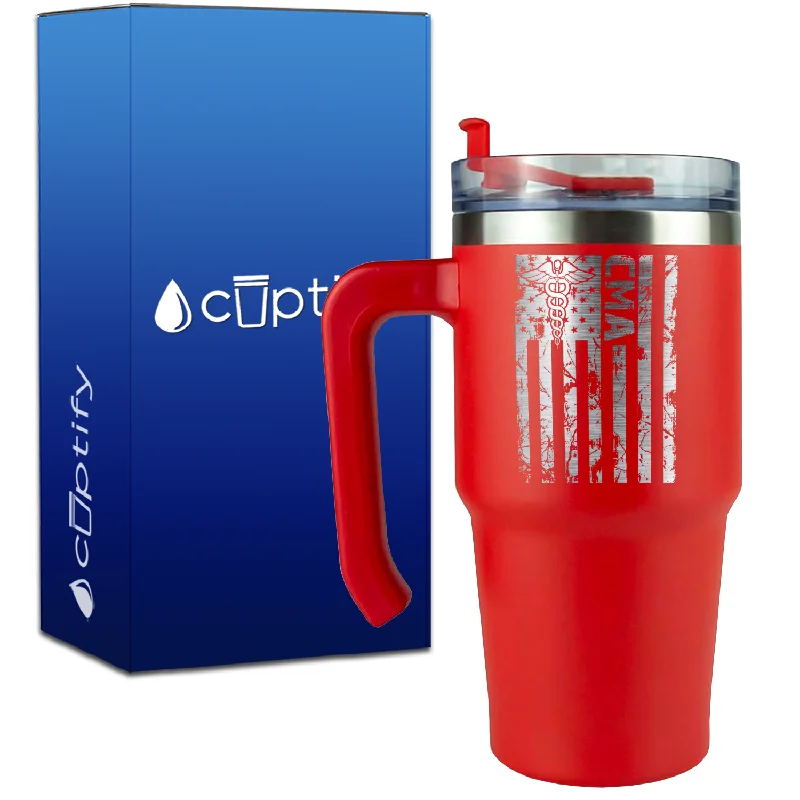 Distressed CMA Flag on 20oz CMA Travel Mug