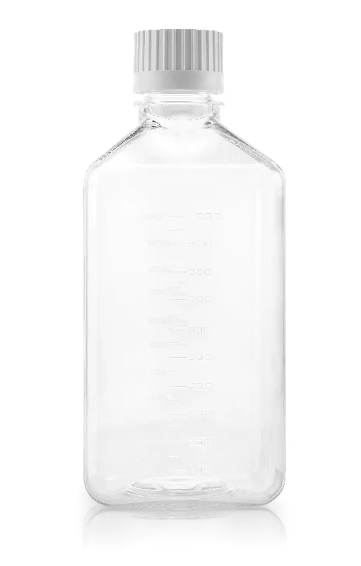 EZBio Titanium Square Bottle, PETG,38-430mm,1000mL, With Cap, 24/CS