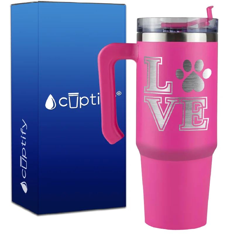 Love Dogs Paw Print on 30oz Travel Mug