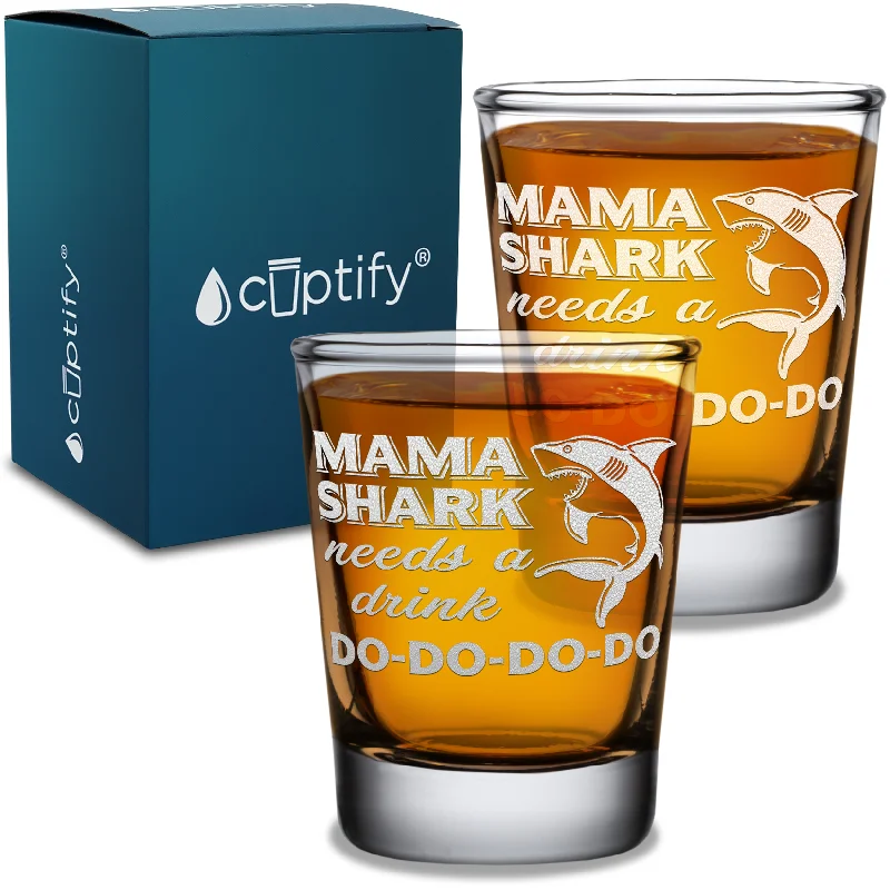 Mama Shark Needs A Drink 2oz Shot Glasses - Set of 2