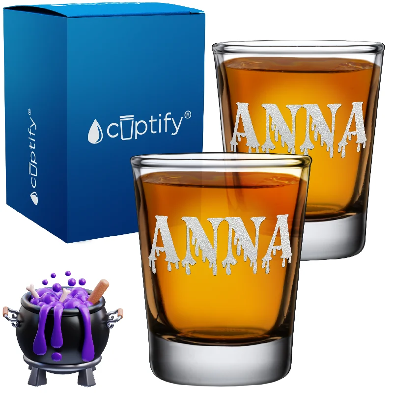 Personalized Bloody Halloween Font 2oz Shot Glasses - Set of 2