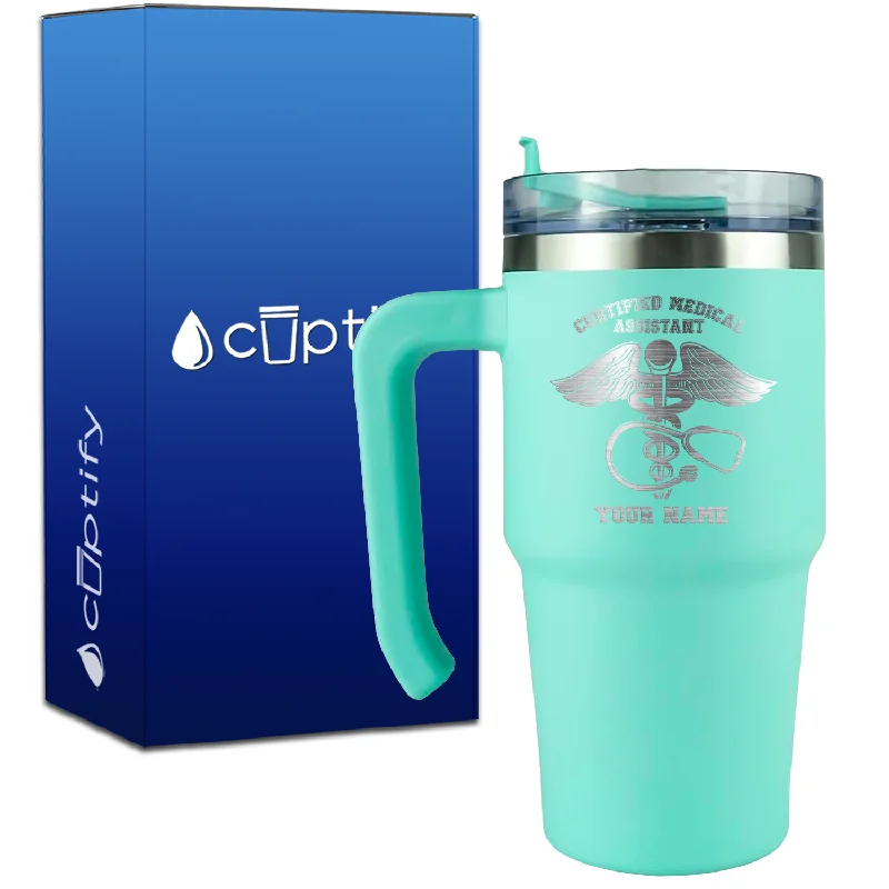 Personalized Certified Medical Assistant Caduceus on 20oz CMA Travel Mug