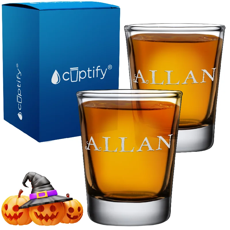 Personalized Eerie Halloween Font 2oz Shot Glasses - Set of 2