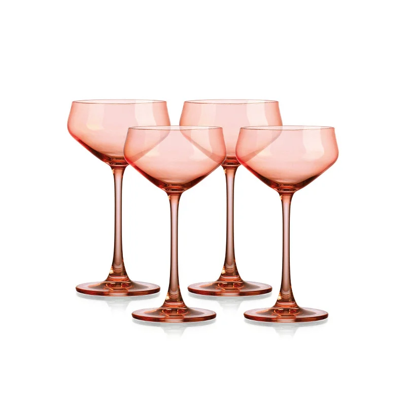 Sheer Coral Champagne Coupe, Set of 4