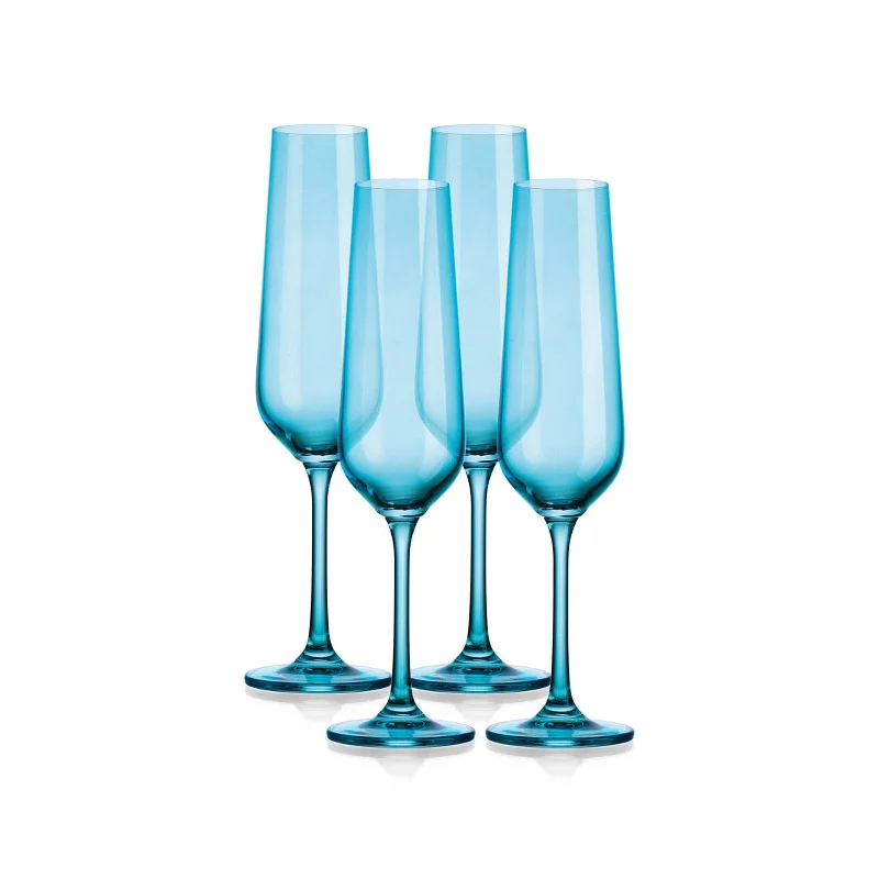 Sheer Light Blue Flute, Set of 4