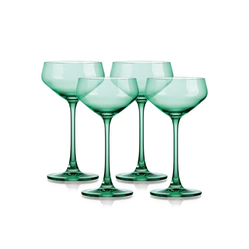 Sheer Light Green Champagne Coupe, Set of 4