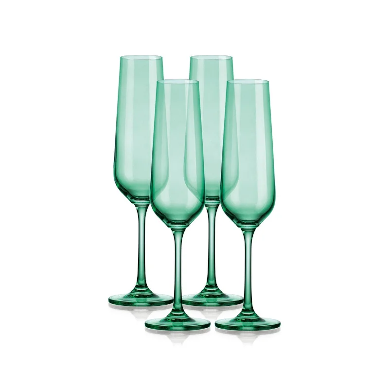 Sheer Light Green Flute, Set of 4