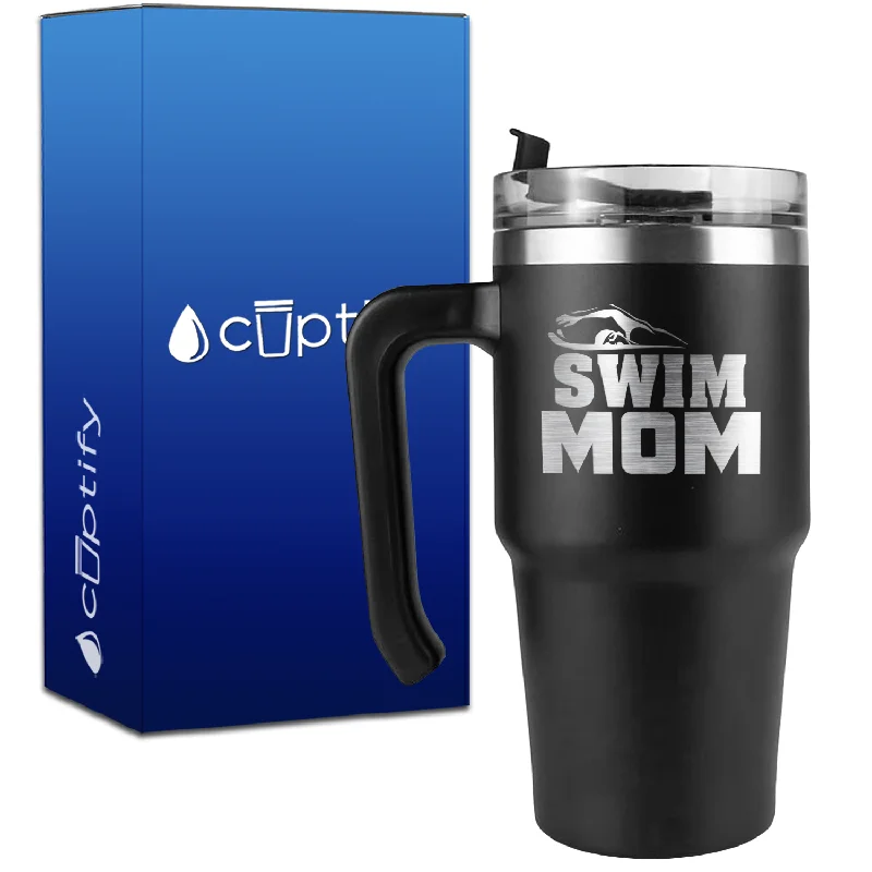 Swim Mom Silhouette on 20oz Swimming Travel Mug