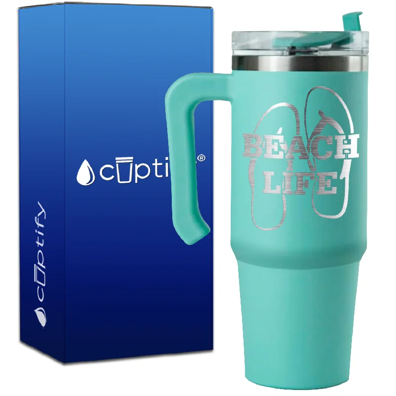 The Beach Life Sandals on 30oz Beach Life Travel Mug