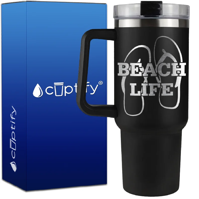 The Beach Life Sandals on 40oz Beach Life Traveler Mug