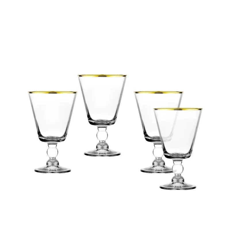 Vitolo Gold Rim Clear Goblet, Set of 4