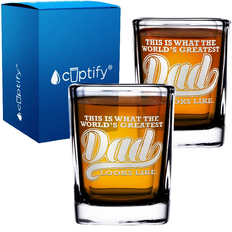 World's Greatest Dad 2oz Square Shot Glasses - Set of 2